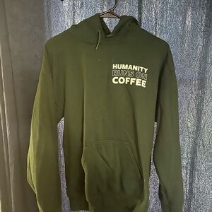 Green Hoodie with Coffee Print